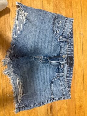 Aeropostale Medium Blue Frayed Hem Denim Shorts